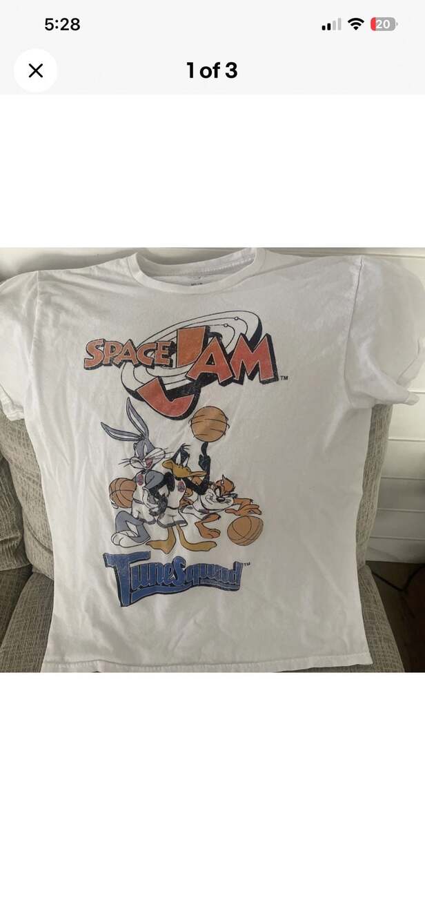 Vintage Style Space Jam Tune Squad Graphic T-Shirt White Medium